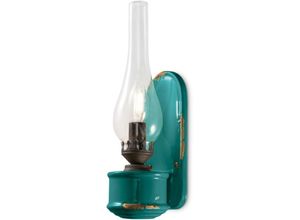 4255596709622 - Licht-erlebnisse - Wandlampe Metall Glas E14 33 cm hoch Petrol Shabby Antik Jugendstil Wandleuchte