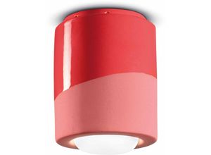 4255596710024 - Deckenspot Keramik E27 rund D 125 cm Aufputz Koralle Retro Keramiklampe