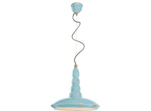 4255596710192 - Licht-erlebnisse - Hängeleuchte Keramik ø 40 cm h max 137 cm Hellblau Shabby Antik E27 rund Vintage Design