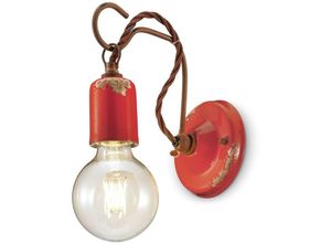 4255596710376 - Licht-erlebnisse - Wandleuchte Metall E27 h 18 cm Rot Shabby Antik Vintage