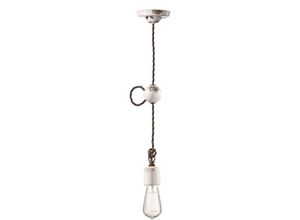 4255596710420 - Licht-erlebnisse - Hängeleuchte Keramik E27 h max 120 cm Weiß Shabby Antik Vintage Keramiklampe