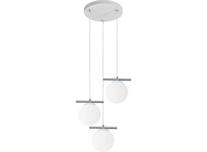 4255596712547 - Licht-erlebnisse - Hängeleuchte Metall Glas h max 148 cm Weiß E14 3-flammig Kugel Schirm Modern Hängelampe