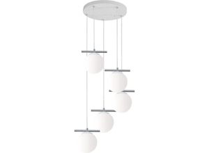 4255596712554 - Licht-erlebnisse - Pendelleuchte Glas Metall E14 45 cm breit h max 148 cm Weiß Kugel Schirm Modern Hängelampe