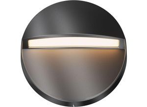 4255596716712 - Licht-erlebnisse - led Wandlampe außen Aluminium IP54 ø 12 cm cm breit Schwarz rund warmweißes Licht 3000 k 100 lm