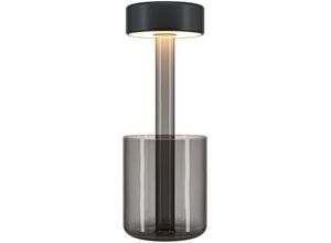 4255596717153 - Licht-erlebnisse - led Nachttischleuchte mit Dimmer Touch Funktion Glas ø 12 cm 348 cm hoch Grau Schwarz rund 120 lm