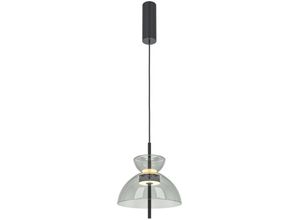 4255596717320 - Licht-erlebnisse - Hängelampe Metall Rauchglas led h max 348 cm Schwarz Grau warmweiß 3000 k 1200 lm Modern