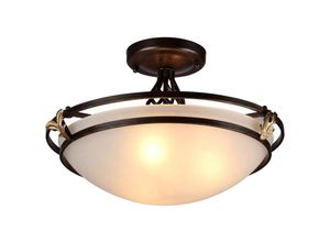 4255596717948 - Licht-erlebnisse - Deckenleuchte Metall Glas 48 cm breit in Bronze antik Weiß E27 3-flammig rund Rustikal 4255596717948 - Licht-erlebnisse - Deckenleuchte Metall Glas 48 cm breit in Bronze antik Weiß E27 3-flammig rund Rustikal