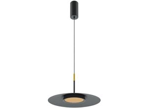 4255596718273 - Licht-erlebnisse - led Hängelampe Aluminium 3000 k warmweiß 500 lm ø 35 cm h max 328 cm in Schwarz Gold rund Modern