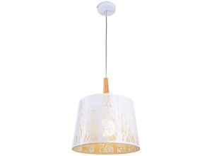 4255596719522 - Licht-erlebnisse - Hängeleuchte Metall E27 ø 35 cm h max 120 cm Weiß Natur rund Skandinavisch Hängelampe