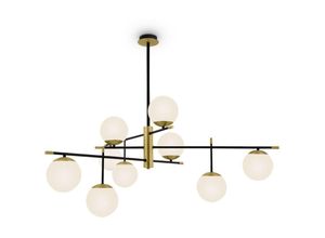 4255596719935 - Licht-erlebnisse - Deckenlampe Metall Glas 1315 cm breit in Gold Weiß Schwarz E14 9-flammig Kugelschirm Modern