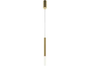 4255596720207 - Licht-erlebnisse - Hängelampe led Aluminium rund d 3 cm h max 345 cm in Gold 4000 k neutralweiß 500 lm Modern