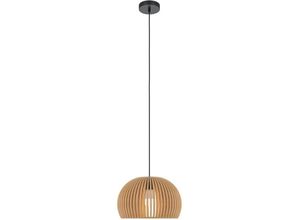 4255596720948 - Licht-erlebnisse - Hängeleuchte Metall Holz E27 ø 33 cm h max 3235 cm Schwarz Beige rund Skandinavisch Hängelampe