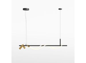 4255596721297 - Licht-erlebnisse - led Hängelampe Aluminium 3000 k warmweißes Licht 1500 lm in Schwarz Gold länglich Modern