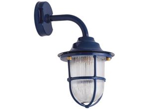 4255596723543 - Licht-erlebnisse - Außenleuchte Wand Echt-Messing Glas E27 IP64 h 31 cm Blau Maritim