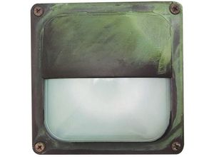 4255596723635 - Licht-erlebnisse - Wandleuchte außen Echt-Messing Glas 16 cm breit IP64 Grün Antik GX53 Außenleuchte Wand