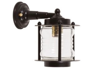 4255596723796 - Licht-erlebnisse - Außenwandlampe Messing Glas h 24 cm IP23 Schwarz E27 Maritim Außenleuchte Wand