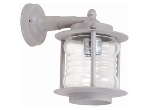 4255596723857 - Licht-erlebnisse - Außenlampe Wand Messing massiv Glas E27 IP23 h 24 cm Grau Maritim Außenwandleuchte