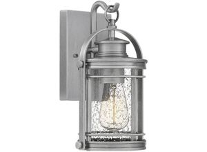 4255596729101 - Licht-erlebnisse - Außenlampe Wand Aluminium Glas E27 IP44 289 cm hoch gebürstet Maritim Wandleuchte außen