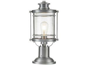 4255596729118 - Licht-erlebnisse - Sockelleuchte Glas Aluminium E27 IP44 466 cm hoch gebürstet rund Maritim Wegeleuchte