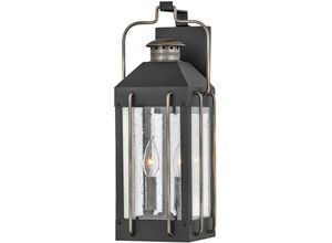 4255596729644 - Licht-erlebnisse - Außenwandleuchte Aluminium Glas h 47 cm IP44 in Schwarz Bronze brüniert 2-flammig eckig