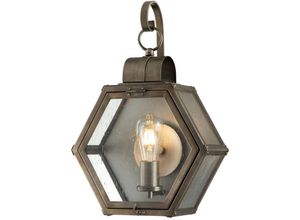 4255596729811 - Wandlampe außen Aluminium Glas 48 cm hoch IP44 in Bronze brüniert E27 Rustikal