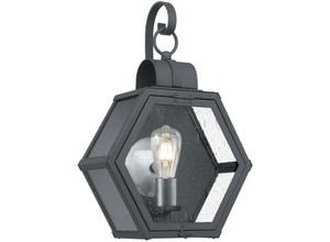 4255596729828 - Licht-erlebnisse - Wandlampe außen Aluminium Glas h 48 cm IP44 Schwarz gesprenkelt E27 Rustikal Wandleuchte