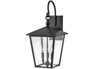 4255596729989 - Licht-erlebnisse - Wandlampe außen Aluminium Glas 585 cm hoch IP44 Schwarz E14 3-flammig Rustikal Außenleuchte Wand