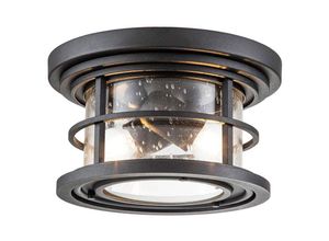 4255596730237 - Licht-erlebnisse - Deckenlampe außen Aluminium Glas IP44 b 254 cm Schwarz 2-flammig rund Maritim Deckenleuchte