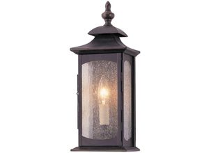 4255596730268 - Außenlampe Wand Aluminium Glas E14 IP44 H 356 cm in ölgeriebenes Bronze Rustikal Wandlampe außen