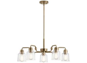 4255596731005 - Licht-erlebnisse - Hängelampe Metall Glas h max 1512 cm in Messing verwittert Vintage Pendelleuchte