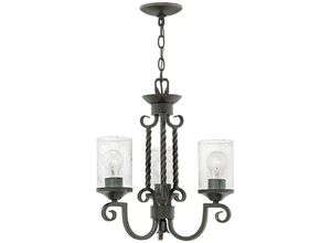 4255596731739 - Licht-erlebnisse - Kronleuchter Metall Glas E27 b 422 cm h max 2127 cm Schwarz Antik 3-flammig Rustikal