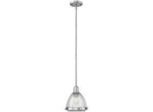 4255596732033 - Licht-erlebnisse - Hängeleuchte Metall Glas d 248 cm h max 1076 cm Nickel gebürstet E27 rund Vintage Design