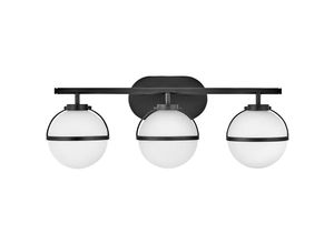 4255596732682 - Licht-erlebnisse - Badezimmerlampe Metall Glas 606 cm breit IP44 Schwarz Weiß E14 3-flammig Kugel Schirm Jugendstil