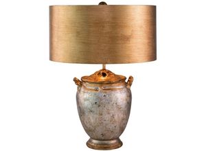 4255596732910 - Licht-erlebnisse - Nachttischleuchte Metall 61 cm hoch in Silber Antik Gold rund Klassisch Tischlampe