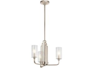 4255596733139 - Kronleuchter Metall Glas 459 cm breit H max 1546 cm Nickel poliert E14 3-flammig Jugendstil 4255596733139 - Kronleuchter Metall Glas 459 cm breit H max 1546 cm Nickel poliert E14 3-flammig Jugendstil