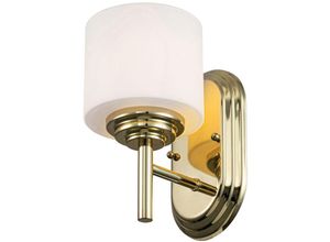 4255596733511 - Licht-erlebnisse - Badlampe Metall Glas 216 cm hoch IP44 in Messing poliert Weiß G9 3000 k warmweißes Licht 300 lm 4255596733511 - Licht-erlebnisse - Badlampe Metall Glas 216 cm hoch IP44 in Messing poliert Weiß G9 3000 k warmweißes Licht 300 lm
