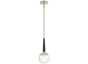 4255596733580 - Licht-erlebnisse - Hängelampe Metall Glas E27 d 195 cm rund h max 1513 cm Nickel poliert Kugel Schirm