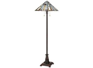 4255596733634 - Licht-erlebnisse - Stehleuchte Metall Glas 1578 cm hoch in Bronze Antik Bunt 2-flammig Tiffany Stil Stehlampe