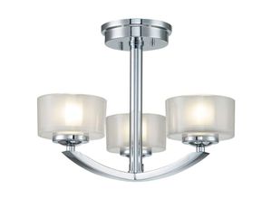 4255596733672 - Licht-erlebnisse - Kronleuchter Metall Glas G9 IP44 b 406 cm Chrom poliert Weiß 3-flammig warmweißes Licht 3000 k