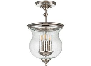 4255596734020 - Licht-erlebnisse - Deckenleuchte Glas Metall E14 d 254 cm rund Nickel poliert 3-flammig Rustikal Deckenlampe 4255596734020 - Licht-erlebnisse - Deckenleuchte Glas Metall E14 d 254 cm rund Nickel poliert 3-flammig Rustikal Deckenlampe