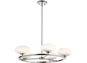 4255596734099 - Licht-erlebnisse - Kronleuchter Metall Glas rund ø 711 cm h max 1032 cm IP44 Chrom poliert Weiß G9 warmweiß 3000 k