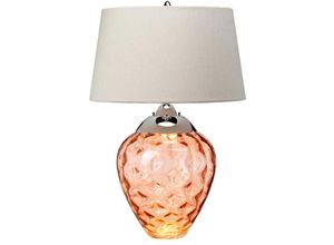 4255596734716 - Licht-erlebnisse - Tischleuchte Glas Stoff 715 cm hoch Orange Taupe Nickel poliert E27 rund 3000 k warmweißes Licht