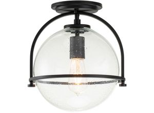 4255596734914 - Licht-erlebnisse - Deckenlampe Glas Metall E27 ø 282 cm rund Schwarz Kugel Schirm Vintage Design