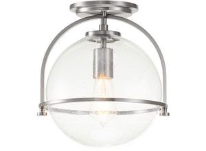 4255596734921 - Licht-erlebnisse - Deckenleuchte Metall Glas E27 ø 282 cm Nickel gebürstet Kugel Schirm rund Vintage Deckenlampe