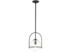 4255596734969 - Pendelleuchte Metall Glas rund d 289 cm h max 1294 cm Schwarz E27 Kugel Schirm Vintage Design