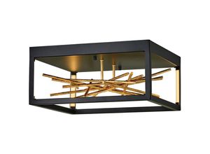 4255596735096 - Licht-erlebnisse - led Deckenlampe Metall in Schwarz Gold quadratisch 3000 k warmweißes Licht 931 lm Modern