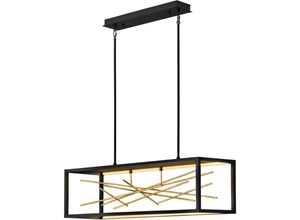 4255596735102 - Licht-erlebnisse - Hängeleuchte Metall led h max 1226 cm in Schwarz Gold länglich warmweiß 3000 k 5980 lm Modern