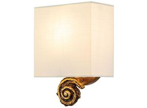 4255596735249 - Licht-erlebnisse - Wandleuchte Stoffschirm h 254 cm in Gold Weiß Modern Wandlampe