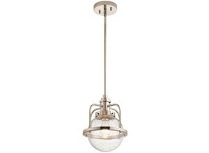 4255596735478 - Licht-erlebnisse - Pendelleuchte Glas Metall E27 IP44 rund ø 24 cm h max 129 cm Nickel poliert Kugel Schirm