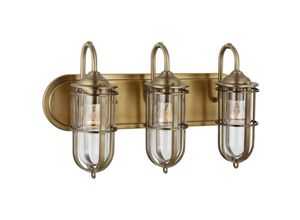 4255596735492 - Licht-erlebnisse - Badezimmerlampe Metall Glas E27 IP44 543 cm breit in dunkles Messing Antik 3-flammig länglich